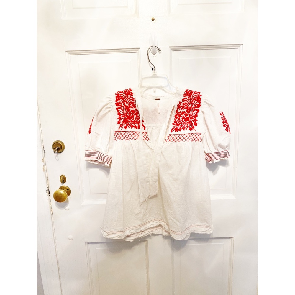 Free People embroidered print top
